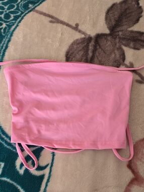 SHEIN Pink Strapless Crop Top